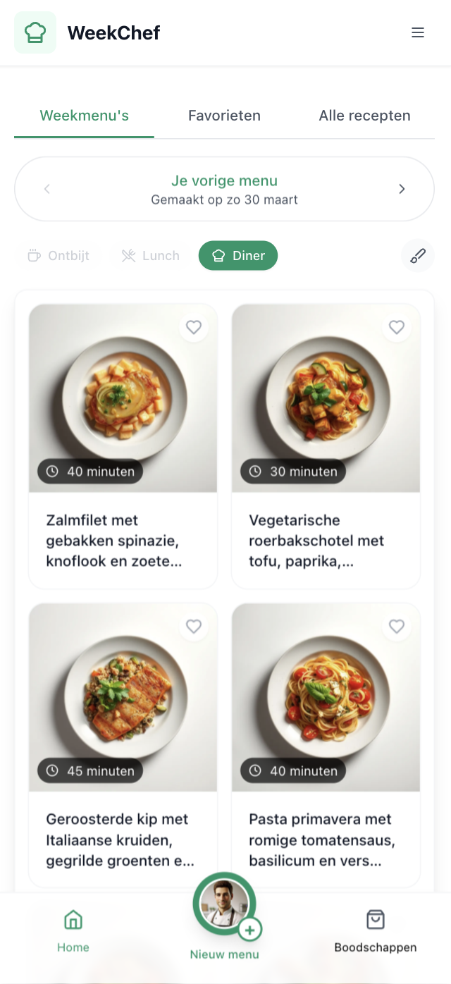 Samen je weekmenu samenstellen - Screenshot 1